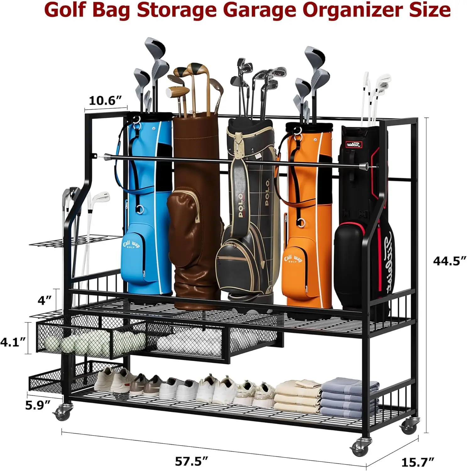 Golf Equipment Garage Storage - Wielofunkcyjny regał na torby golfowe na